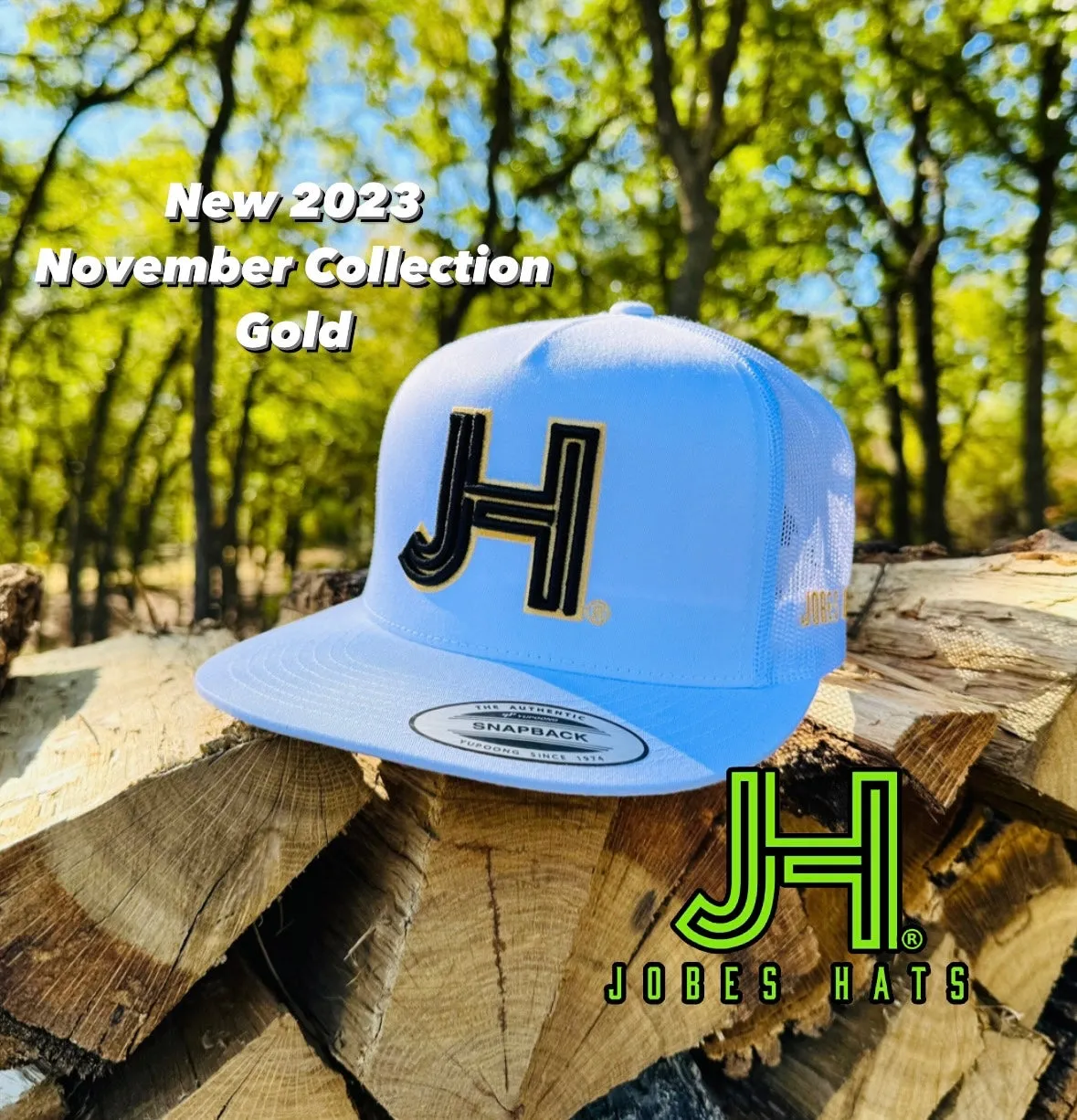 2023 November Collection Gold Jobes Cap-  All White black 3D JH