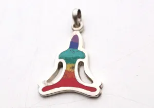 7 Chakra Meditating Buddha White Metal Pendant