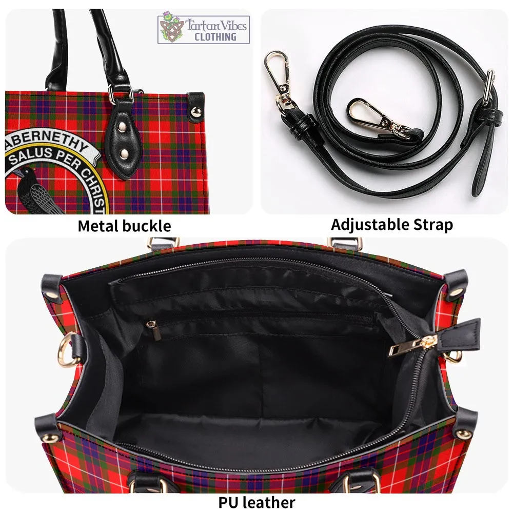 Abernethy Tartan Luxury Leather Handbags with Family Crest