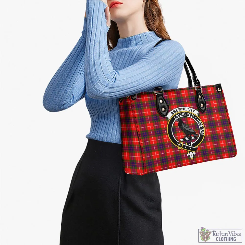 Abernethy Tartan Luxury Leather Handbags with Family Crest