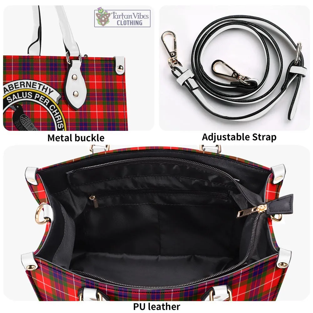 Abernethy Tartan Luxury Leather Handbags with Family Crest