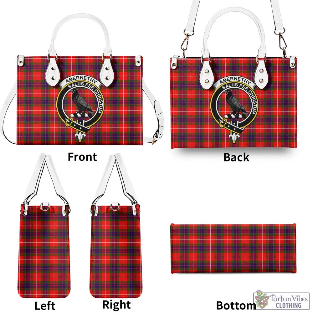 Abernethy Tartan Luxury Leather Handbags with Family Crest