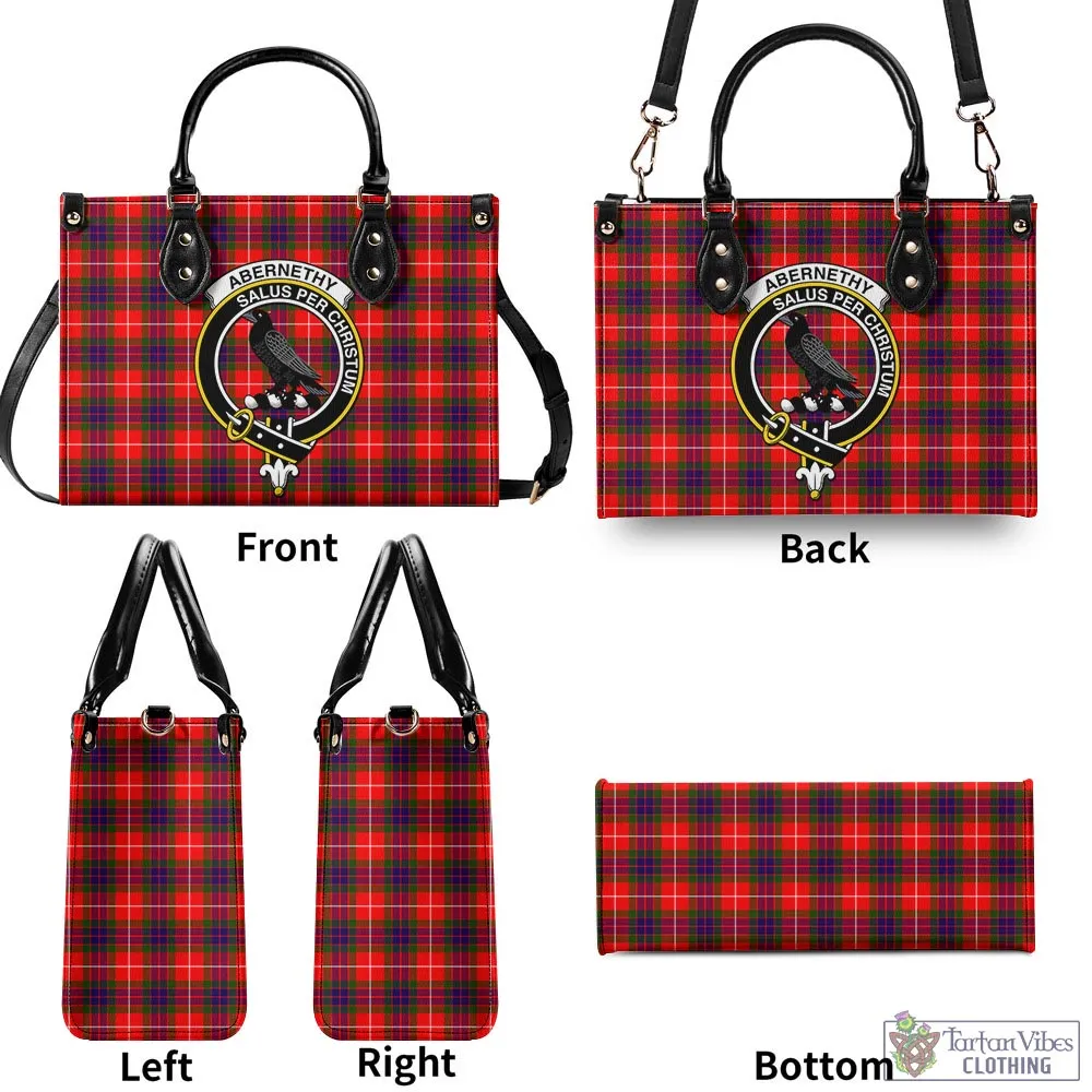 Abernethy Tartan Luxury Leather Handbags with Family Crest