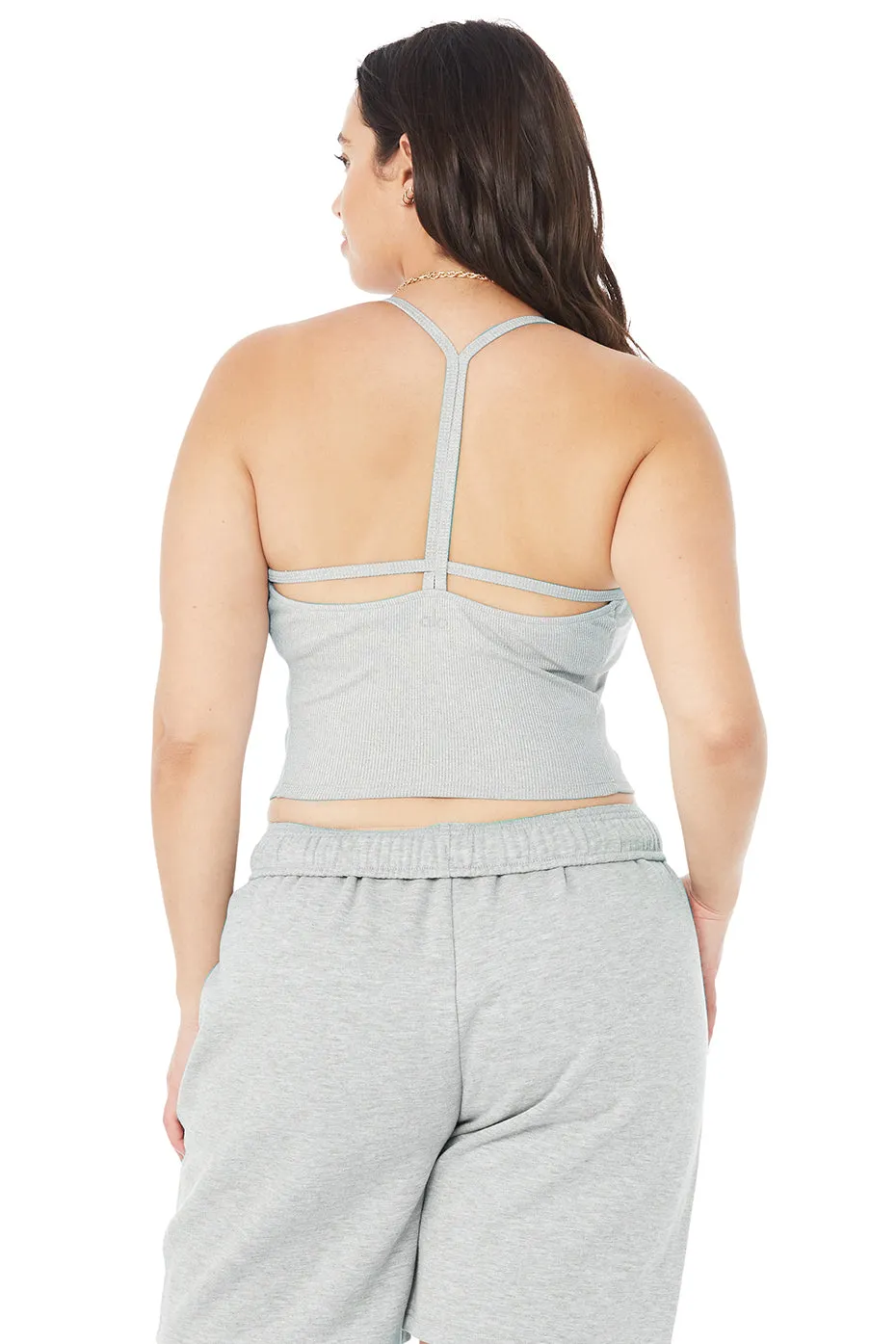 Alosoft Ribbed Crop Calm Tank - Athletic Heather Grey