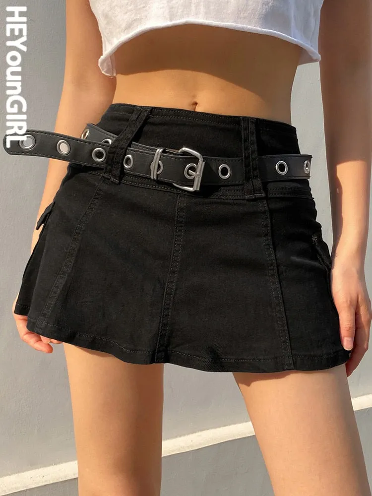 Amozae--hoco dresses  Aesthetic Harajuku High Waist Mini Skirt Summer Casual A Line Hot Shorts Skirts Women Black White Gothic Kawaii