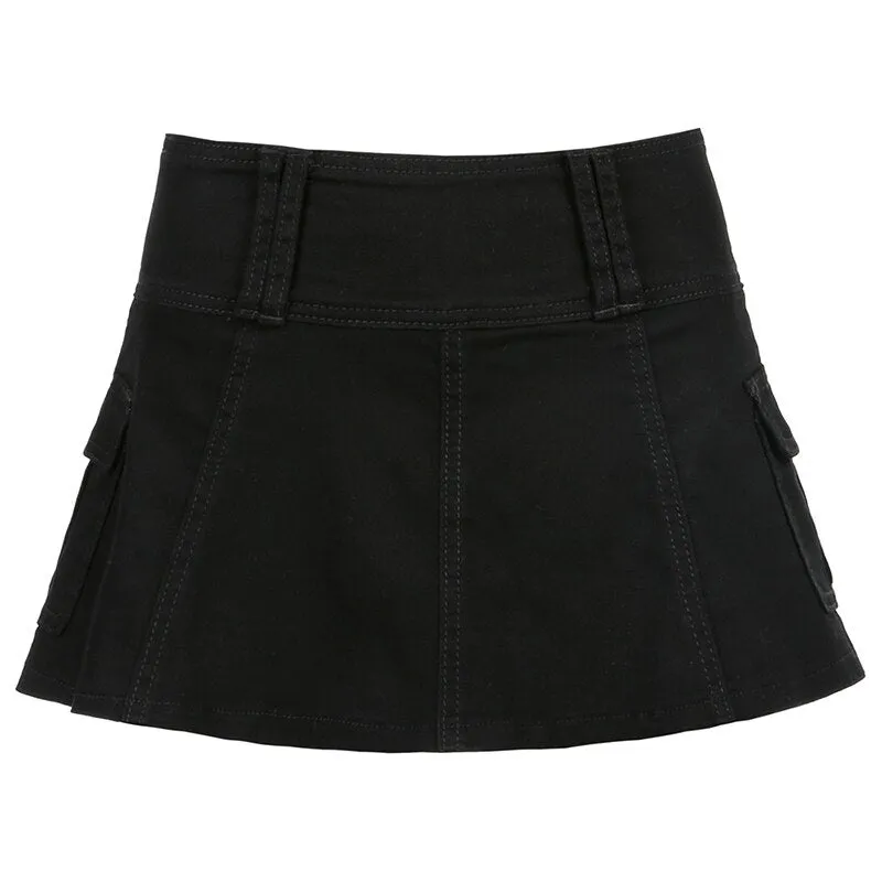 Amozae--hoco dresses  Aesthetic Harajuku High Waist Mini Skirt Summer Casual A Line Hot Shorts Skirts Women Black White Gothic Kawaii