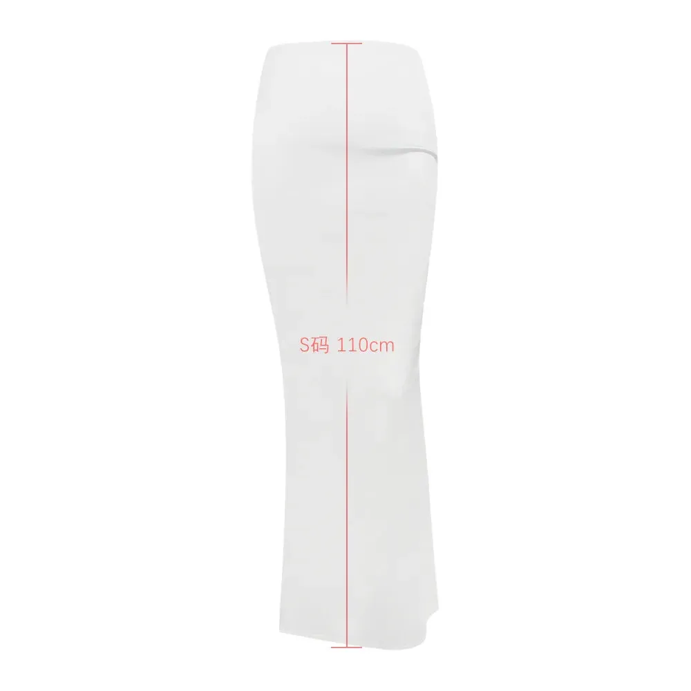 Amozae Women Maxi White Maxi Skirt Elegant High Quality Office Lady Satin Skirt with Lining Casual Summer Skirts New Arrival