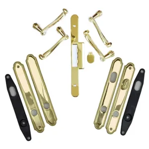 Andersen Whitmore Style (Double Active) Hinged Door Hardware Set in Bright Brass