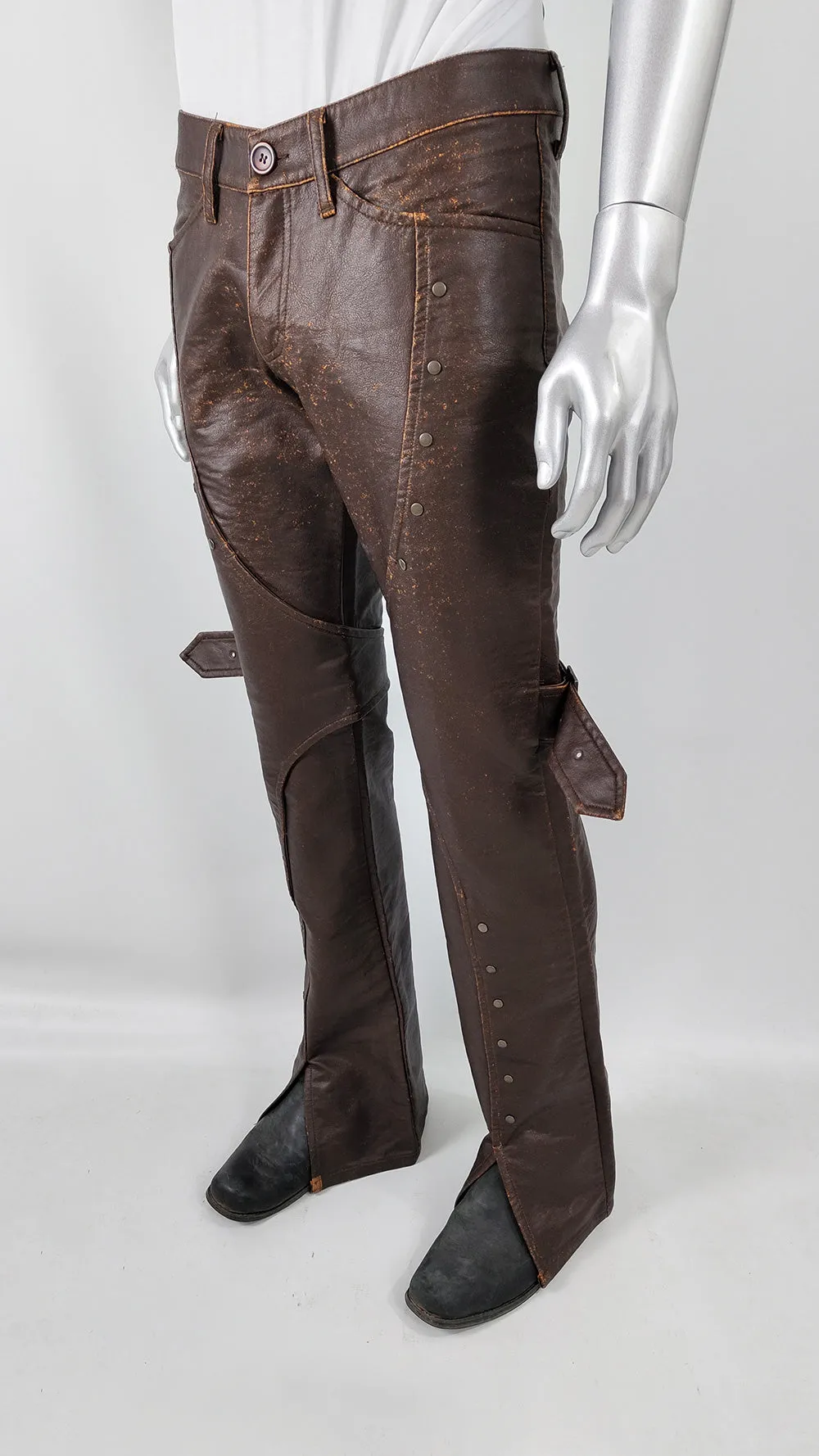 Andrew Mackenzie Vintage Mens Studded Faux Leather Trousers