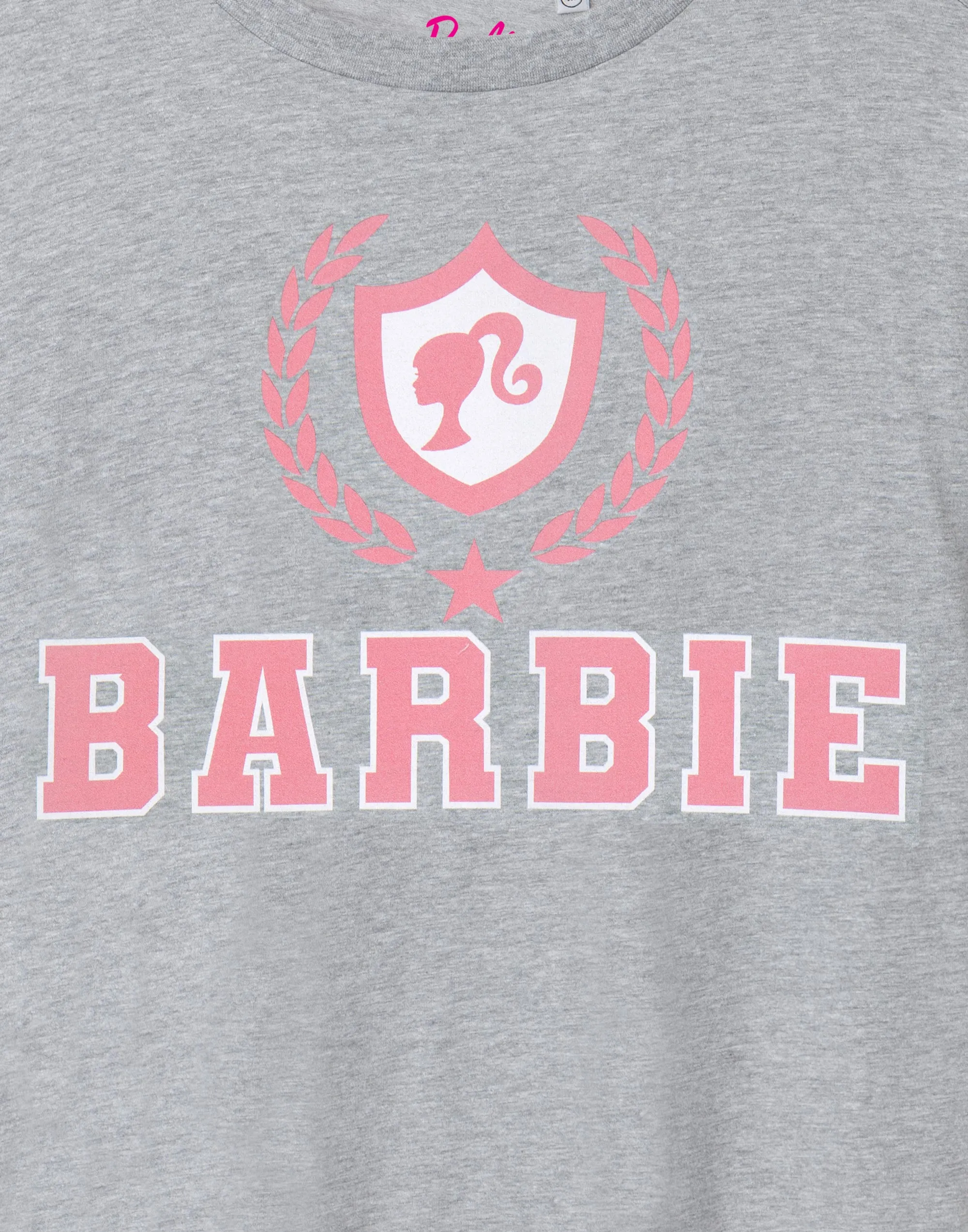 Barbie Collegiate Logo Womens Grey Marl Short Sleeved T-Shirt