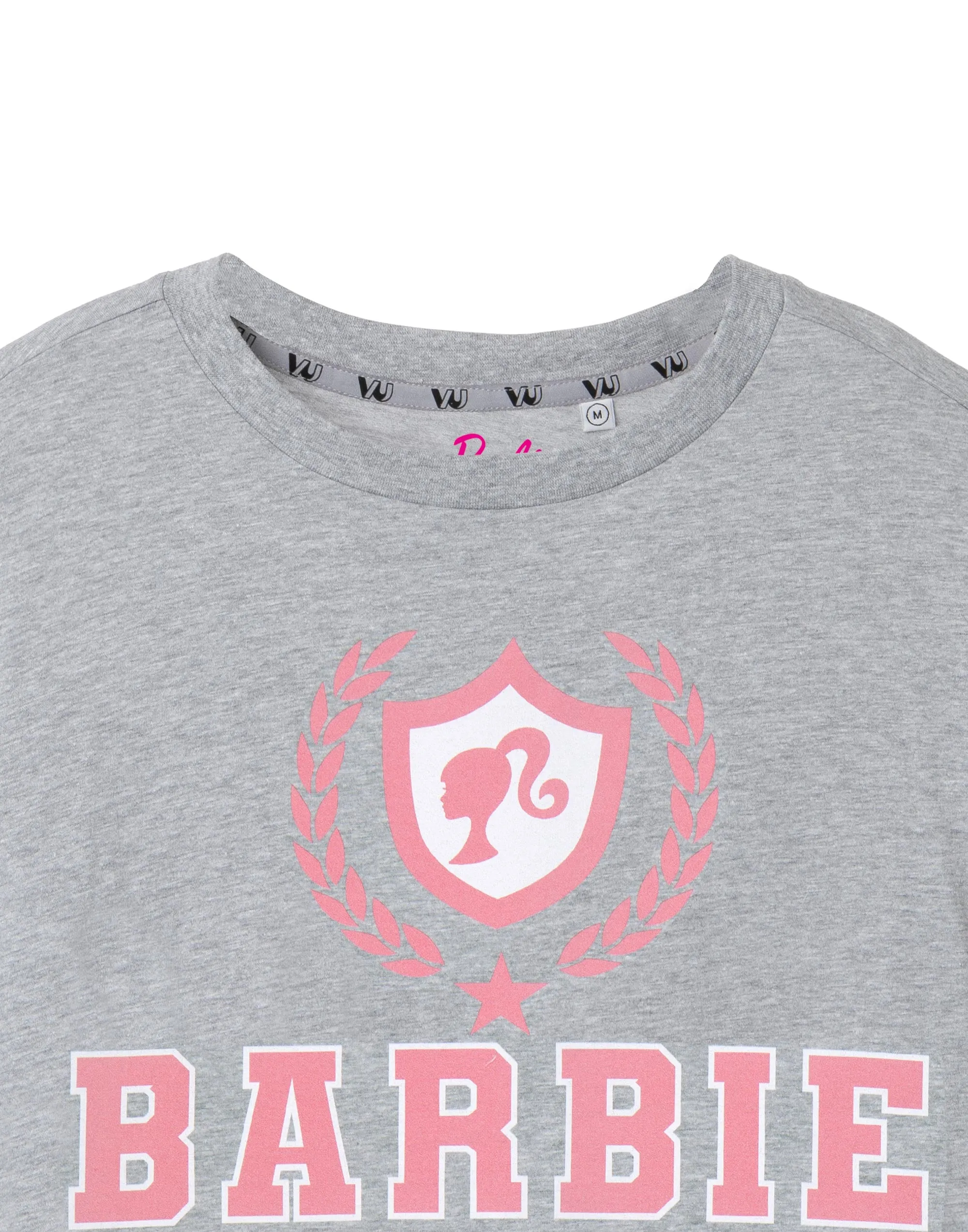 Barbie Collegiate Logo Womens Grey Marl Short Sleeved T-Shirt