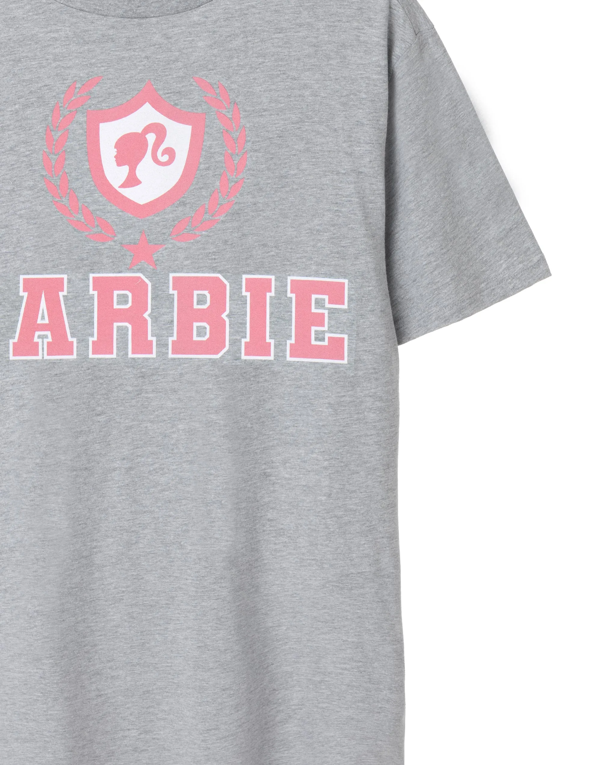 Barbie Collegiate Logo Womens Grey Marl Short Sleeved T-Shirt