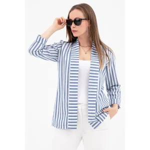 Blue Striped Shawl Jacket