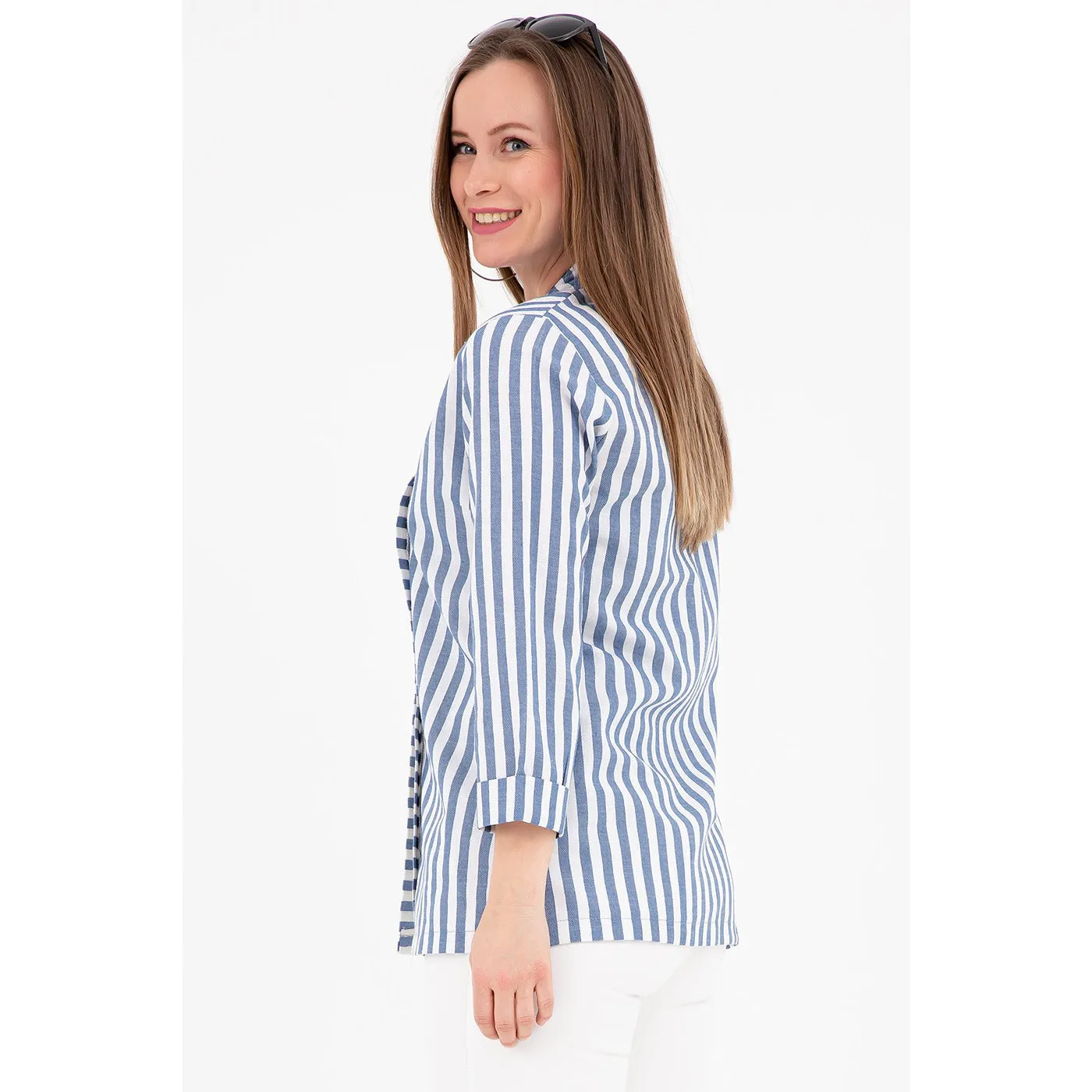 Blue Striped Shawl Jacket