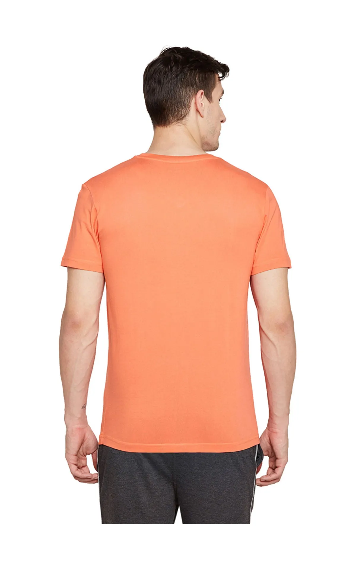 Bodyactive Men Orange Cotton V-Neck T-Shirt-TS13-ORANGE