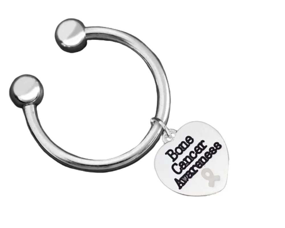 Bone Cancer Awareness Heart Charm Key Chains