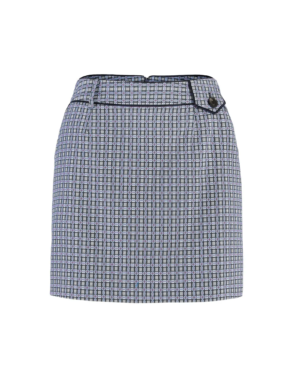 BORA AKSU Contrast binding pleated A-line check skirt