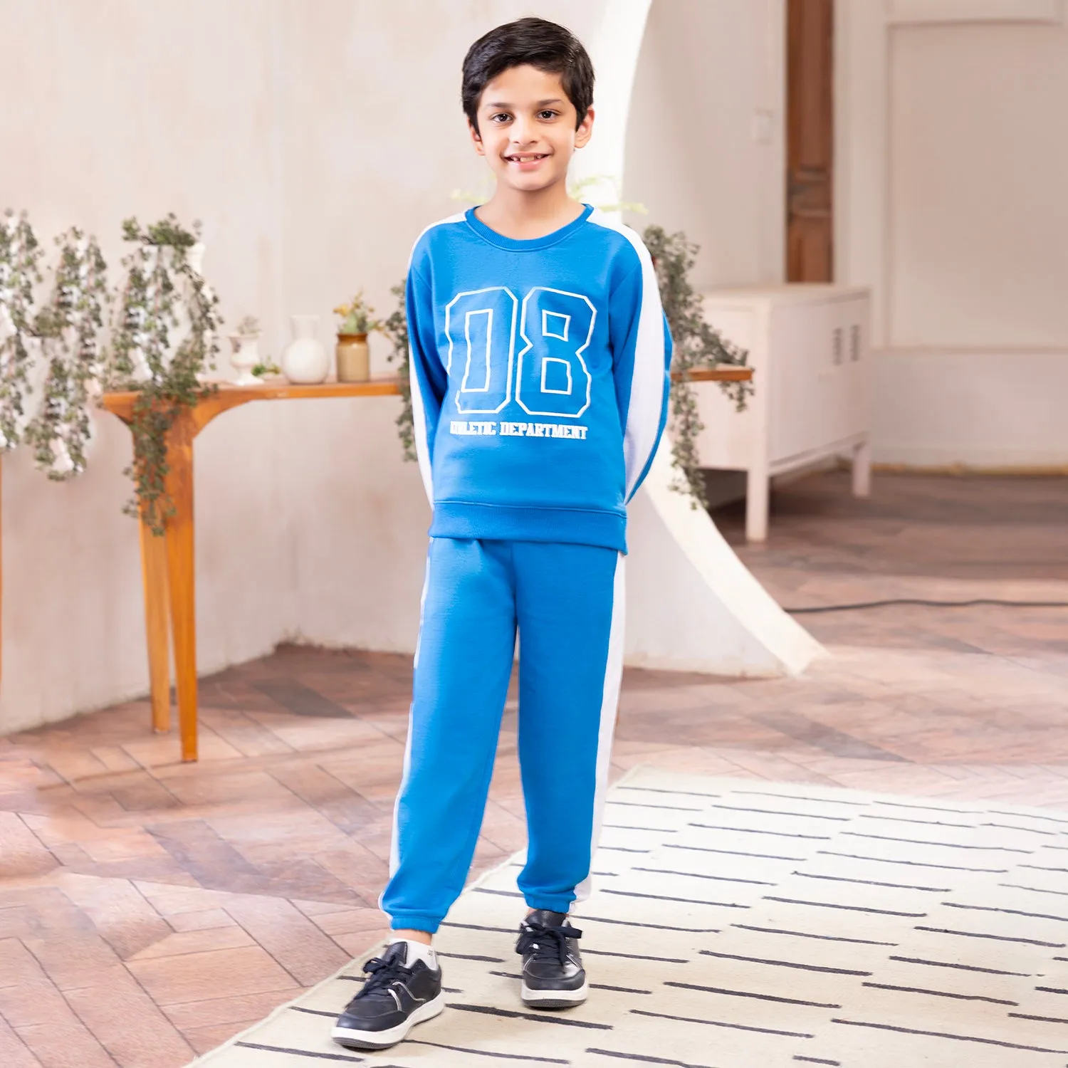 Boys Cotton Terry 2 Piece Suit Athletic-Blue