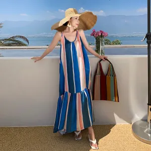 Cami Chic Backless Tie-Up Stripe Unique Dress