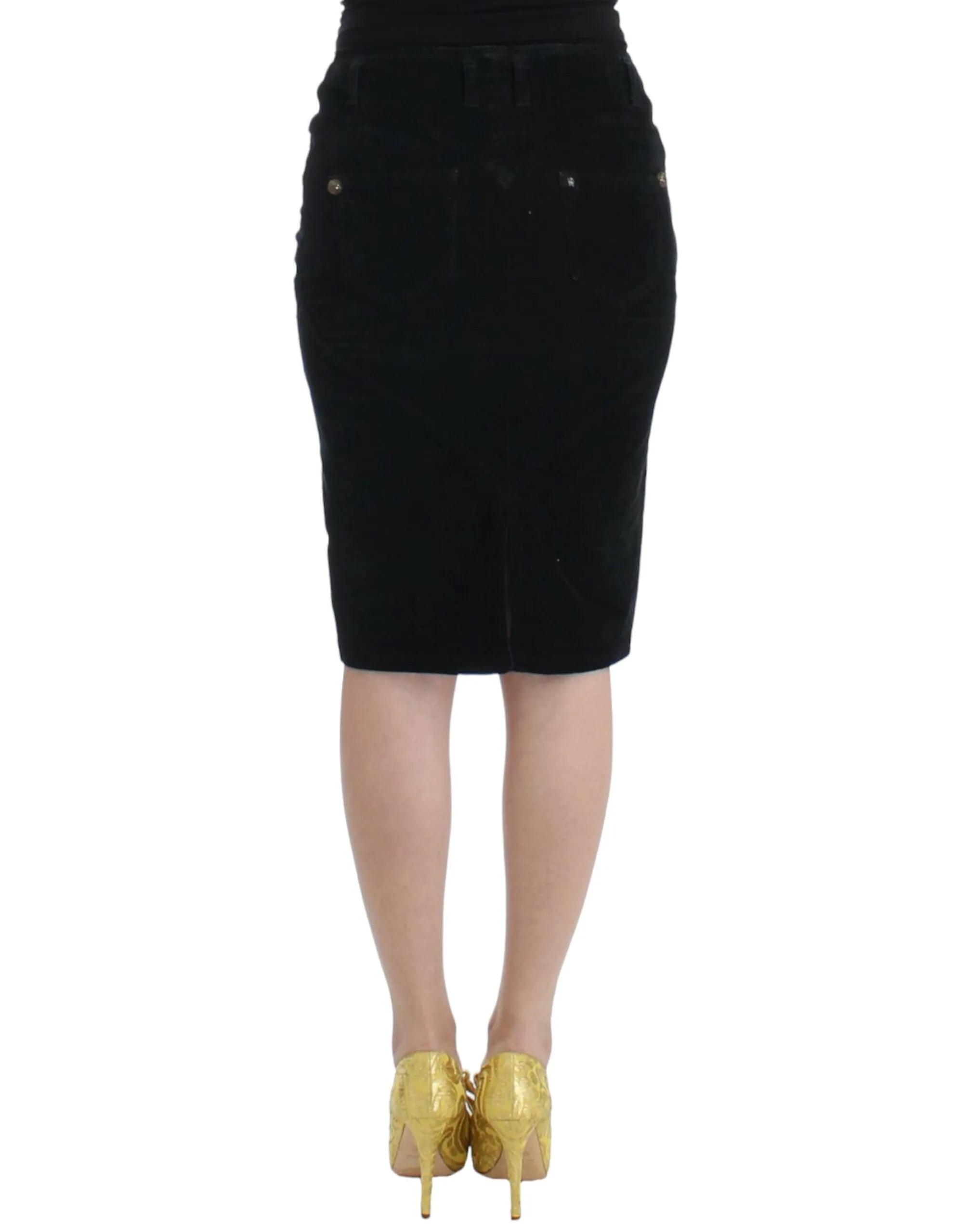 Cavalli Elegant Black Pencil Skirt for Sophisticated Style