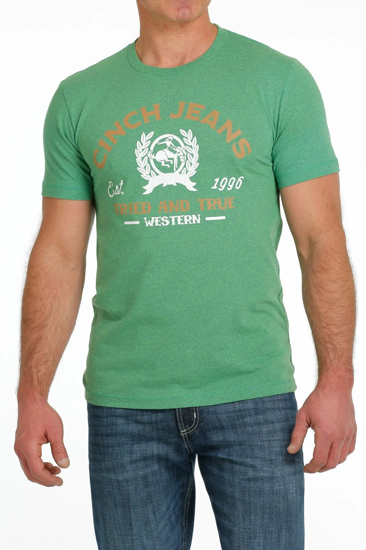 Cinch Mens Tried and True Tee - Heather Green - MTT1690558