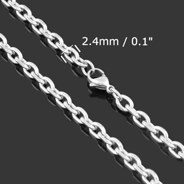 Classy Men 2.4mm Silver Rolo Chain Necklace