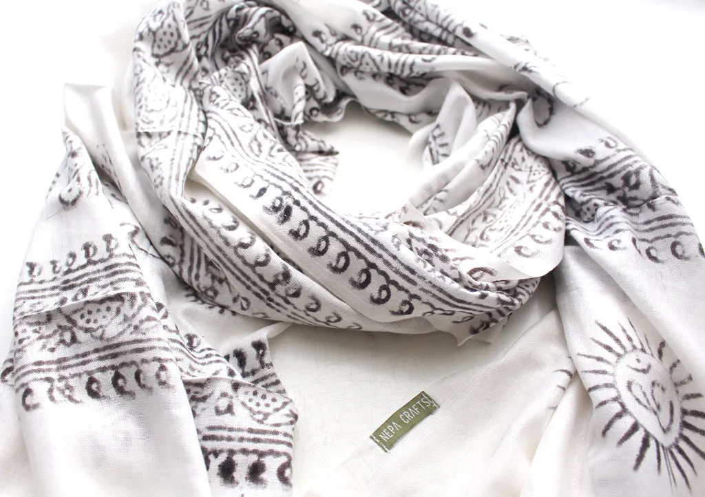 Cotton Yoga Meditation Shawl/Scarf Printed with Deities