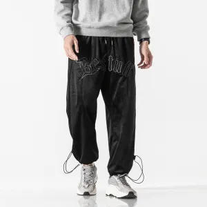 Embossed Velvet Ankle Banded Pants Men