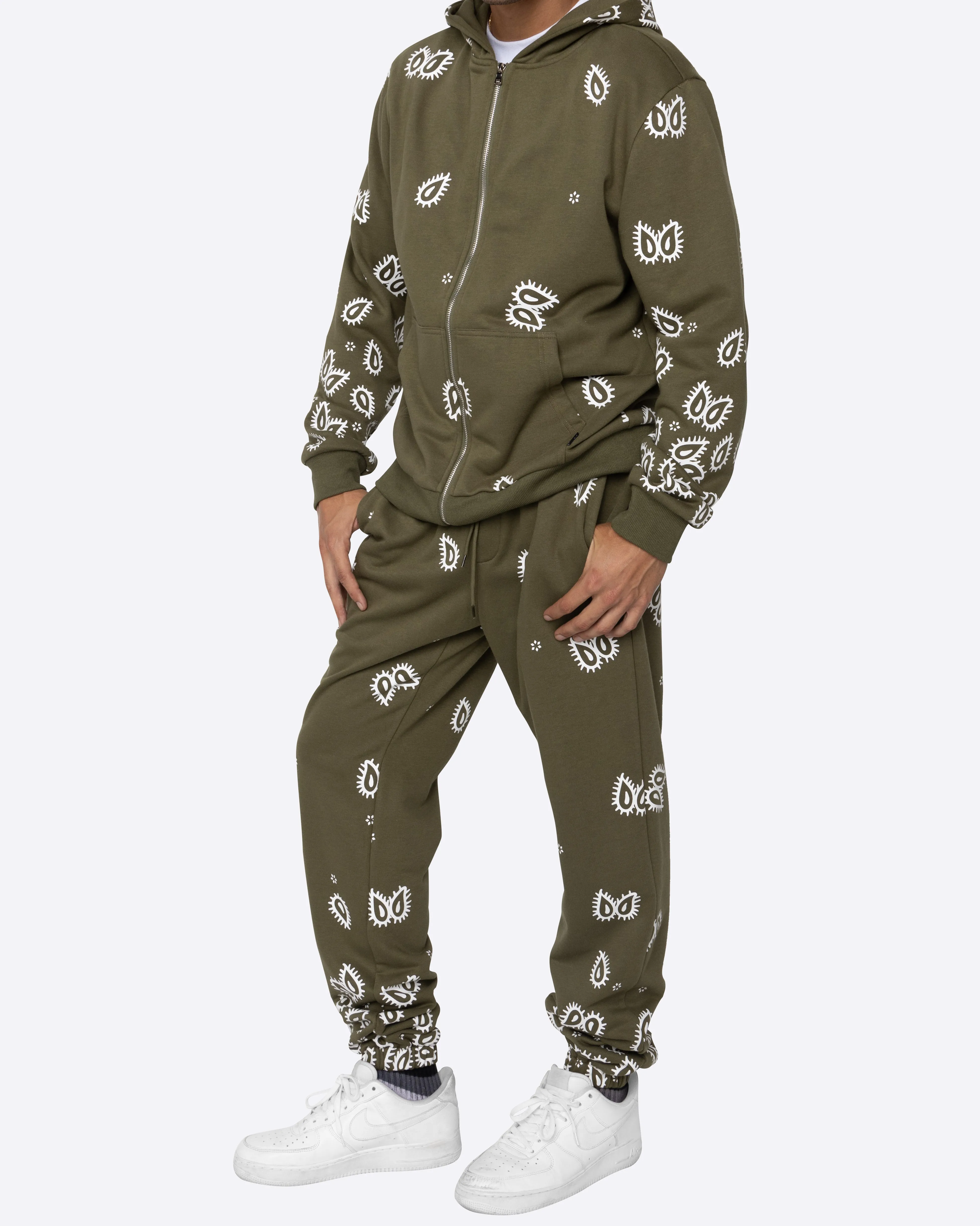 EPTM AMOEBA PRINT ZIP HOODIE-OLIVE