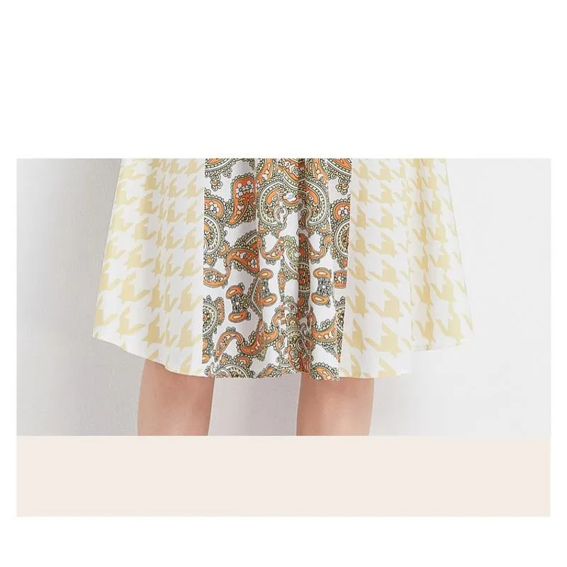 French Style Floral Print Retro Waist Belt Dress