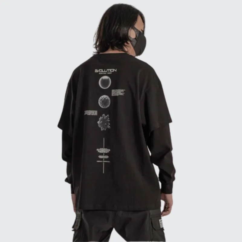 Futuristic Black Long Sleeve Shirt