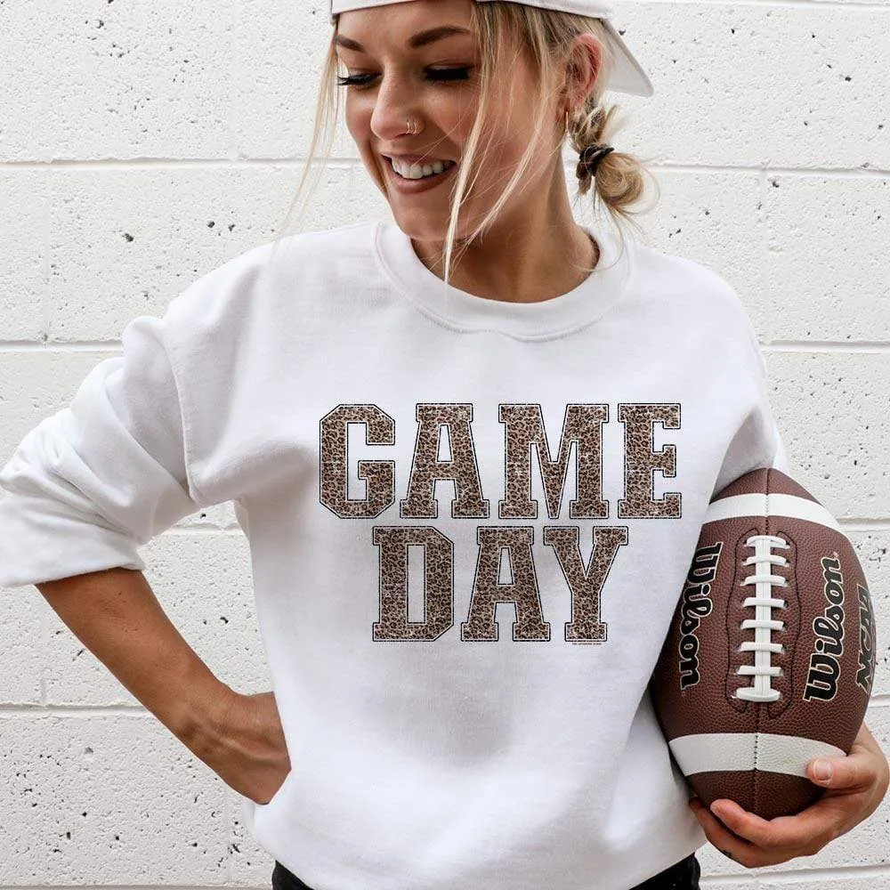 Gameday Leopard Print - White or Black fleece lined sweatshirt