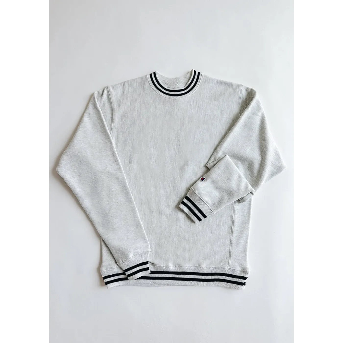 Grey Reverse Weave Black Stripe Sweatshirt