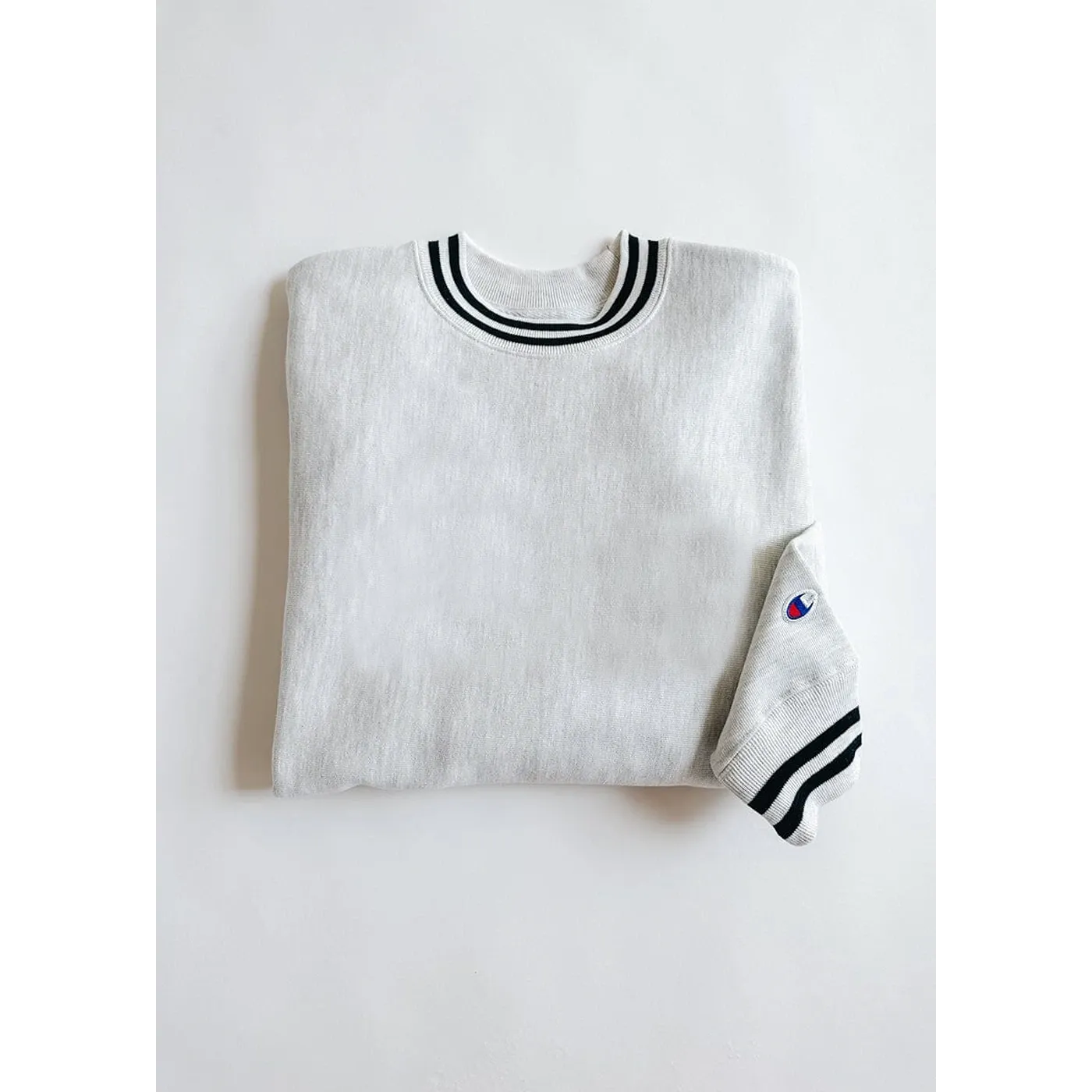 Grey Reverse Weave Black Stripe Sweatshirt