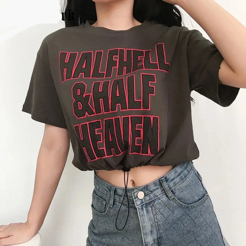 Half Hell & Half Heaven Gothic Harajuku Crop Top Shirt