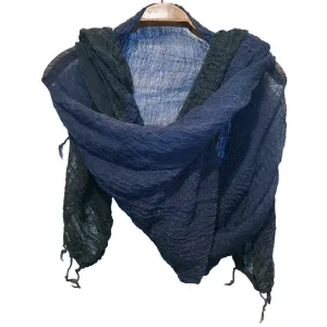 Hand Woven Wool Double Scarf Indigo