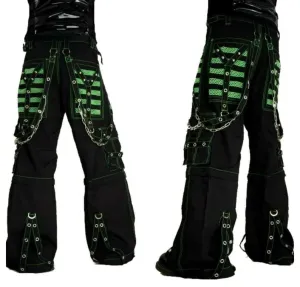 handmade black & green Electro bondage rave men gothic cyber chain goth jeans punk rock pant trouser and short