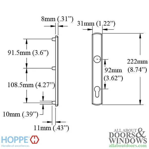 HOPPE Contemporary Exterior Backplate M216N for Active Handlesets - Polished Chrome