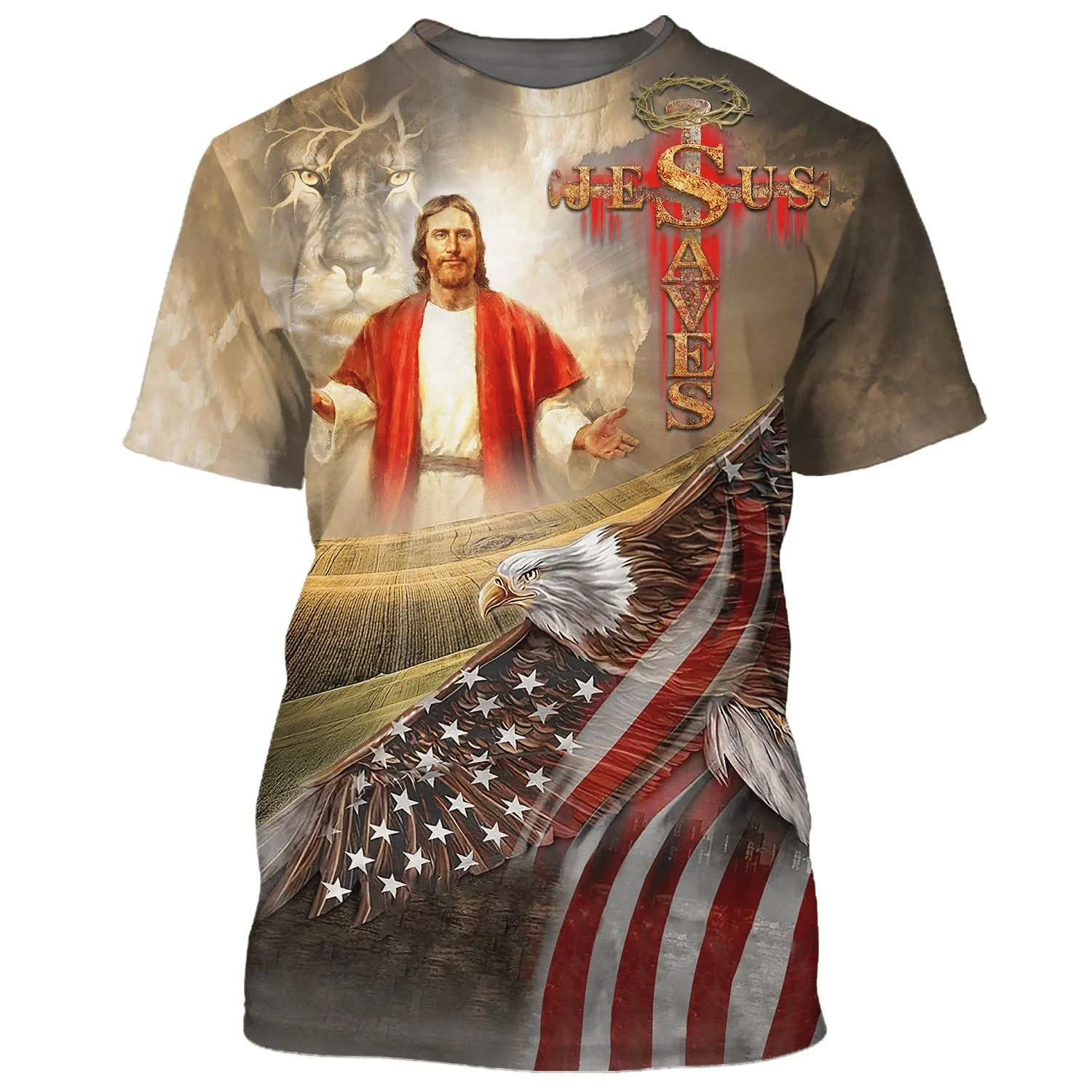 Jesus Saves American Eagle Pride Christian 3D All Over Printed Shirt for Men and Women