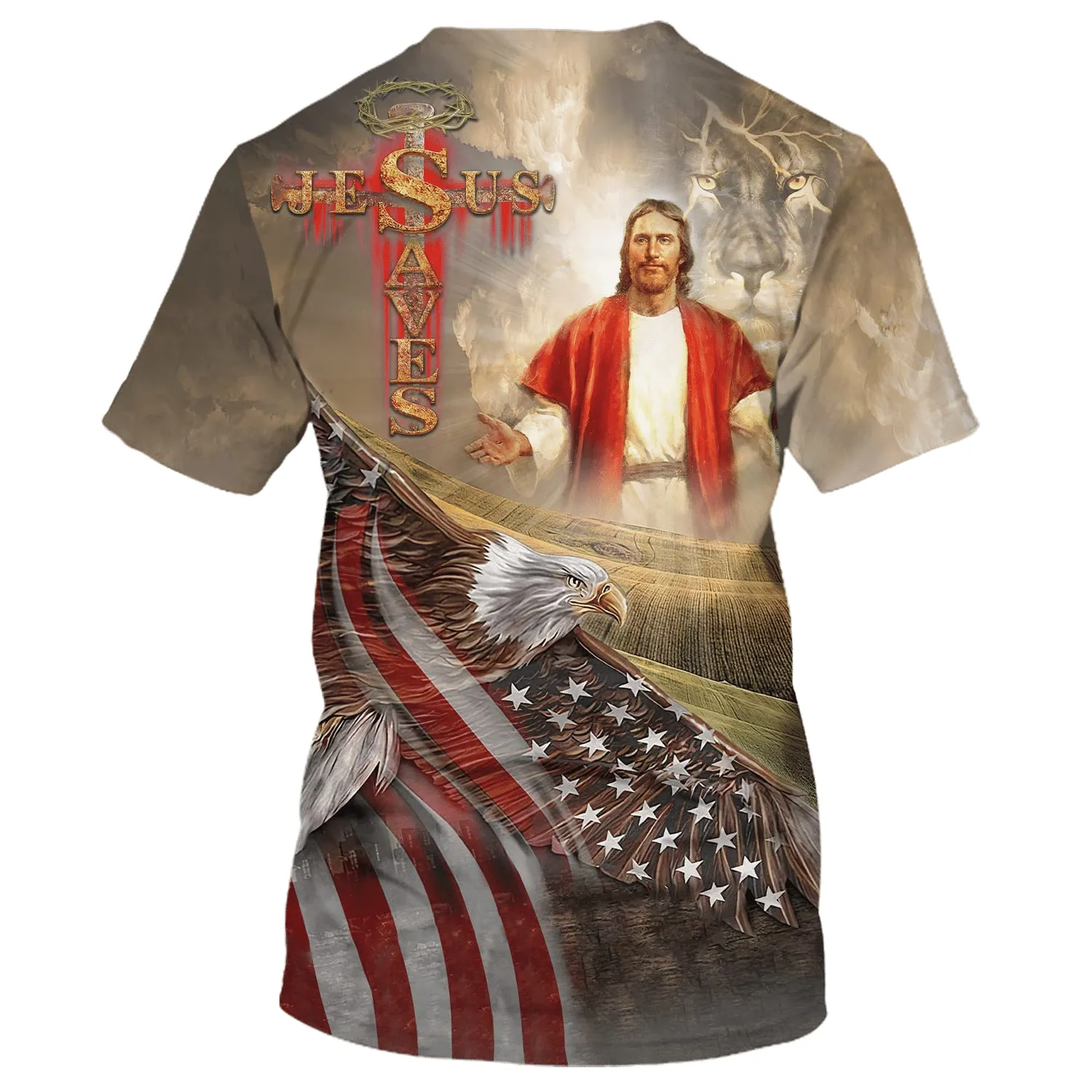 Jesus Saves American Eagle Pride Christian 3D All Over Printed Shirt for Men and Women