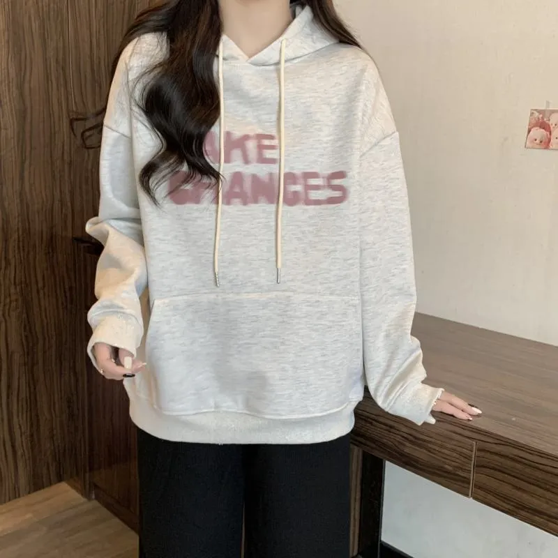 Letter Thin Pocket Loose Fit Hoodie