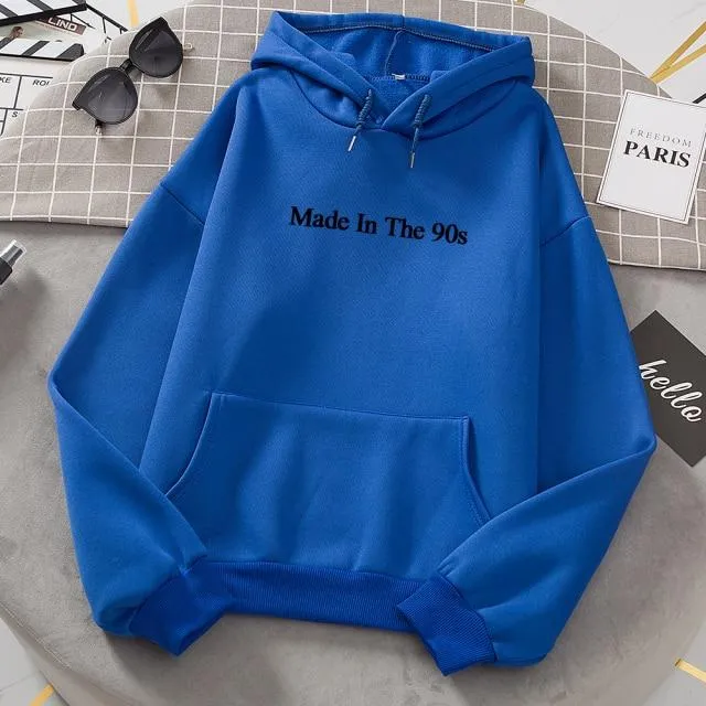 Made In The 90s Letter Print Cool Oversized Women Hoodies Sweatshirt