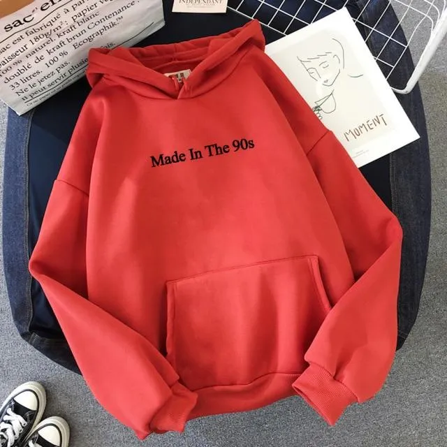 Made In The 90s Letter Print Cool Oversized Women Hoodies Sweatshirt