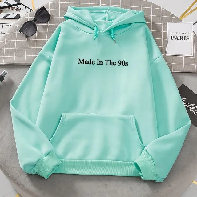 Made In The 90s Letter Print Cool Oversized Women Hoodies Sweatshirt