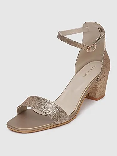 Marc Loire Women's Shimmer Open Toe Comfortable Block Heel Sandals