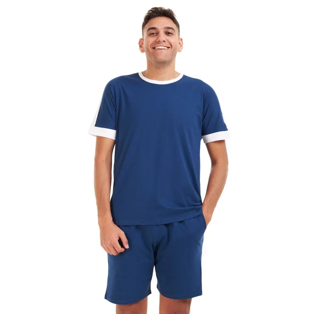 Men summer pajama set Indigo T-shirt   short