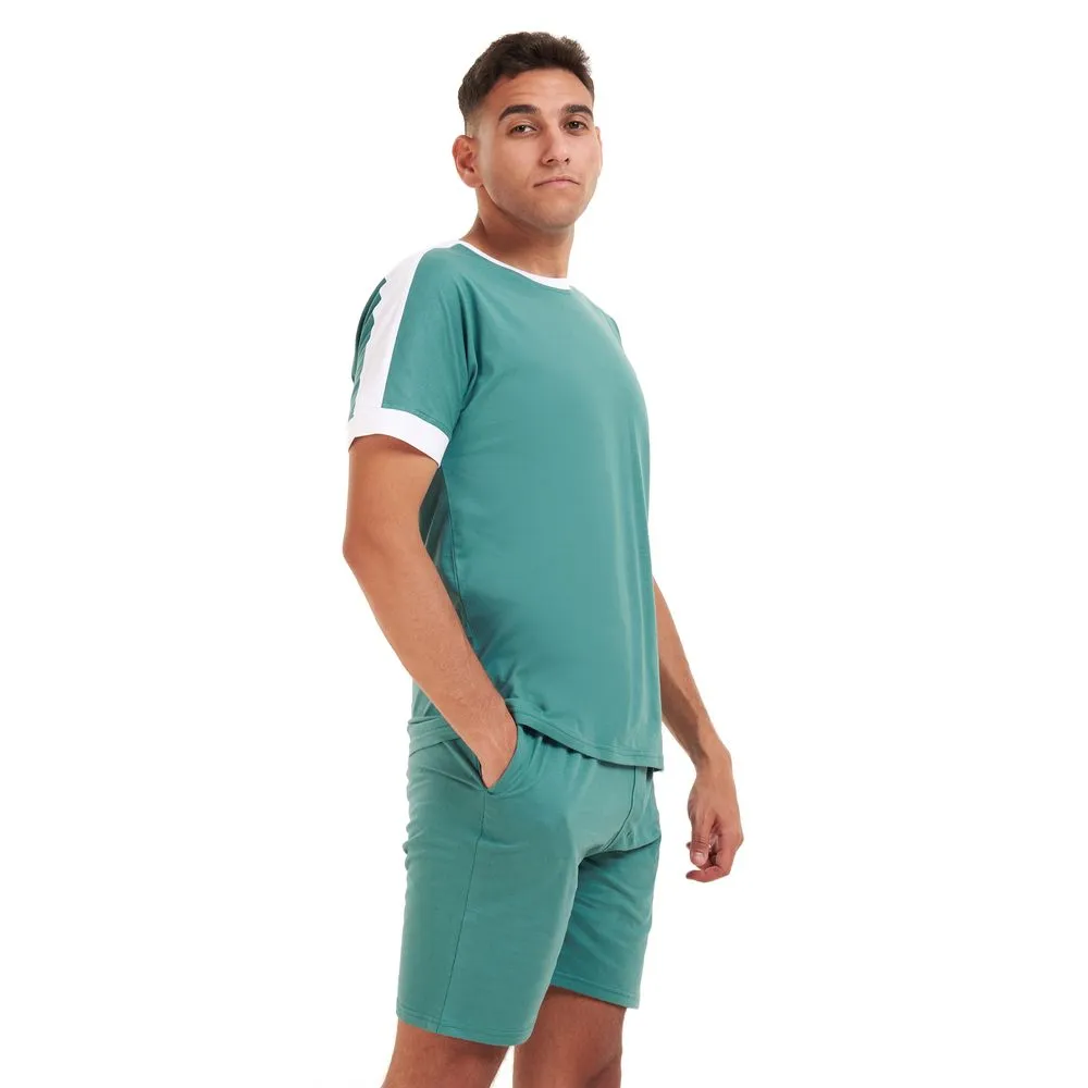 Men summer pajama set Light teal T-shirt   short