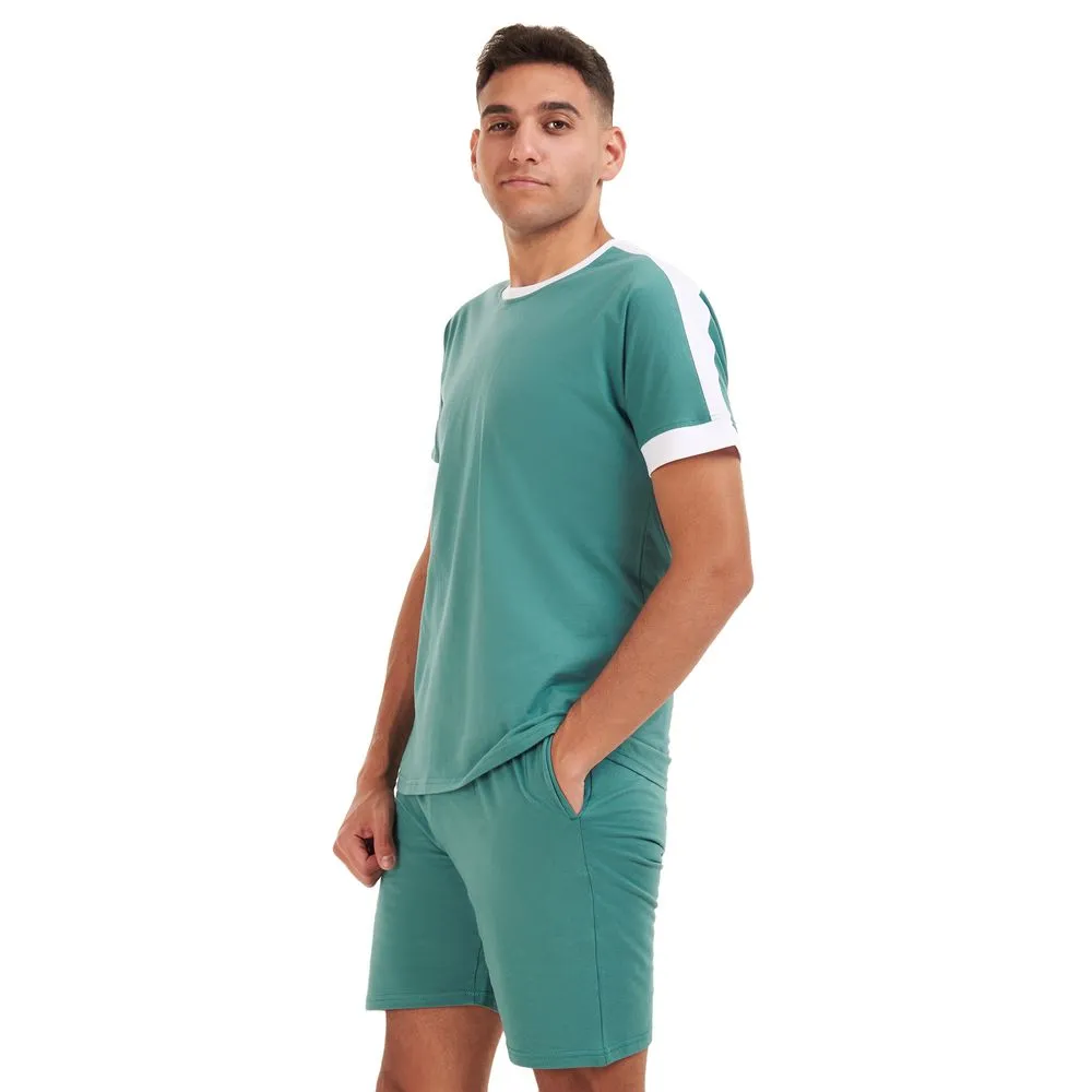 Men summer pajama set Light teal T-shirt   short