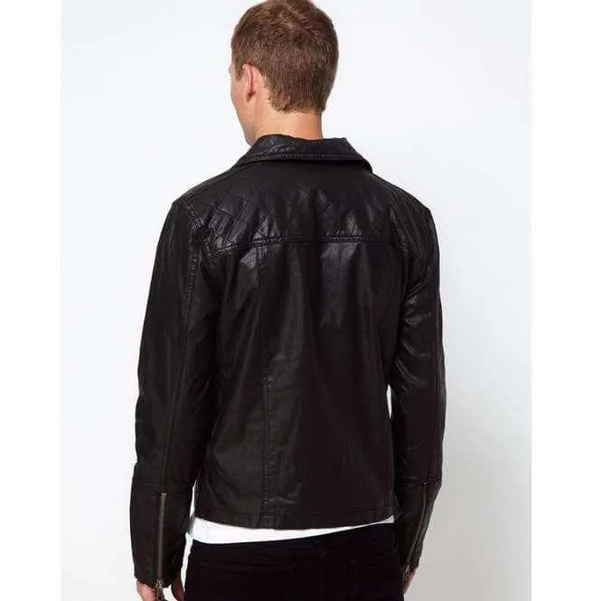 Men's Biker Leather Jacket, Handmade Black Leather Stylish Jacket