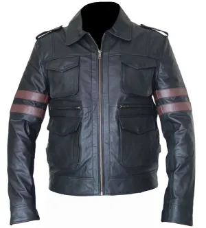 Men’s Six Pocket Black Biker Leather Jacket